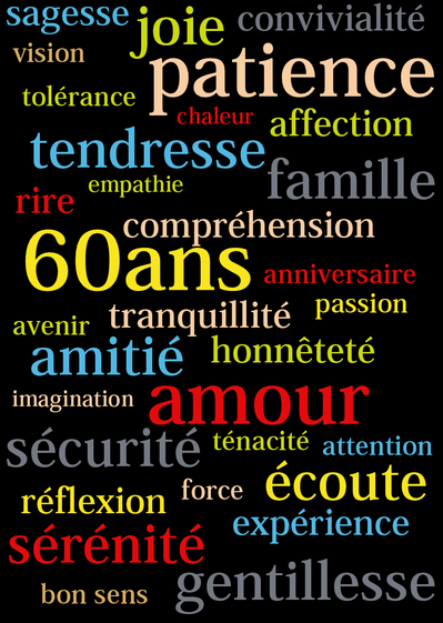 Carte Plein De Mots Doux Pour Les 60 Ans : Envoyer une 